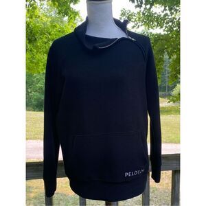 Peloton Women's Black Ribbed Asymmetrical Side Zip Sweatshirt Size XS